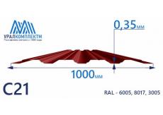 Профнастил С21 окрашенный 0.35