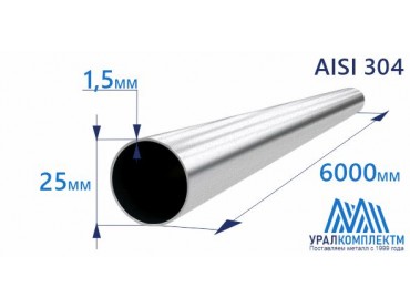 Труба нержавеющая 25х1.5 AISI 304 шлифованная