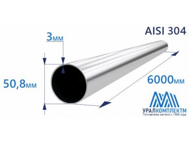 Труба нержавеющая 50.8х3 AISI 304 шлифованная